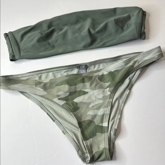 Aerie Mix and Match Bikini Swim Top and Bottoms Camo Medium / Large - Picture 2 of 11